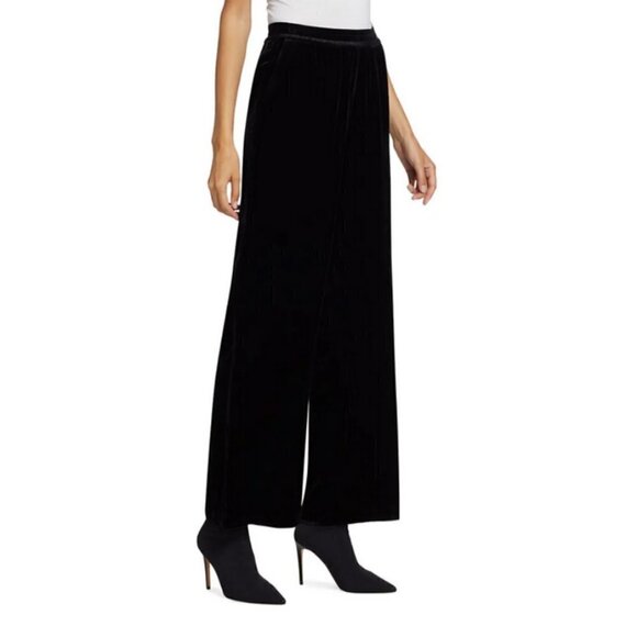 💕ELIE TAHARI💕 The Veronica Velvet Wide-Leg Pants ~ Noir Black Large L NWT - Picture 5 of 16